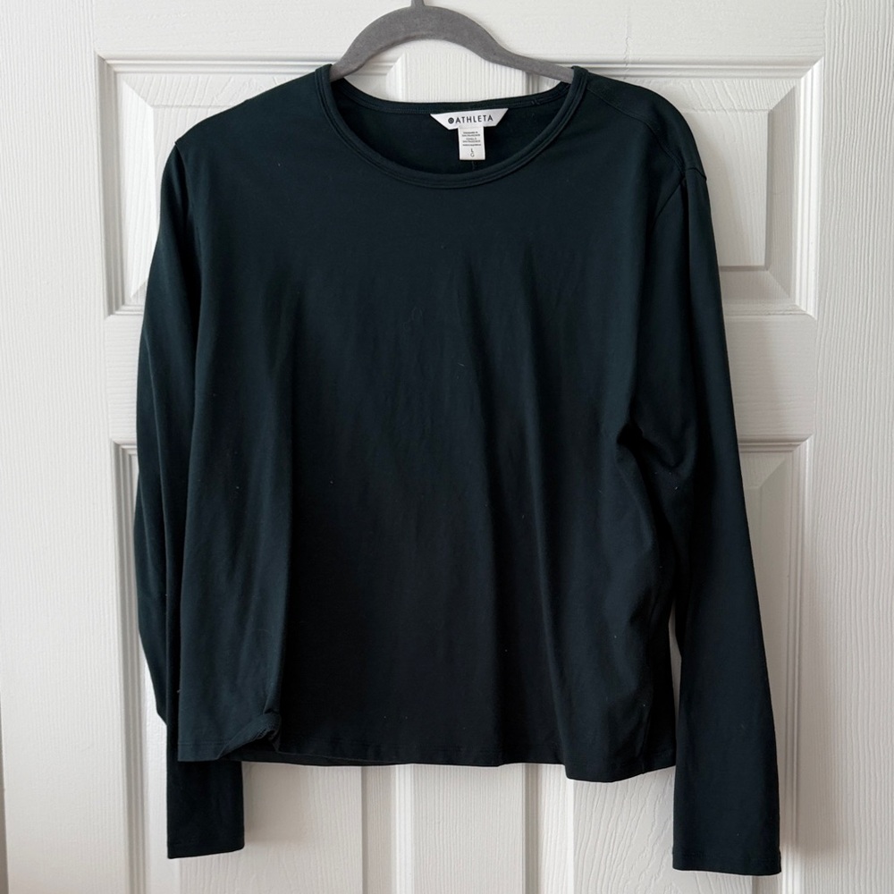Athleta Black Long-Sleeve Crew Tee